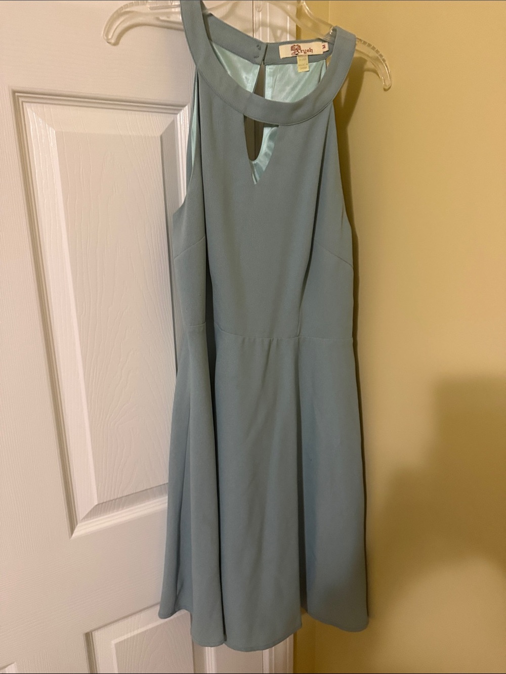 Aryeh Dusty Blue Sleeveless Keyhole Midi Dress